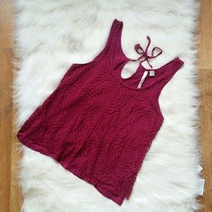 Lauren Conrad Flowy Raspberry Tank Top